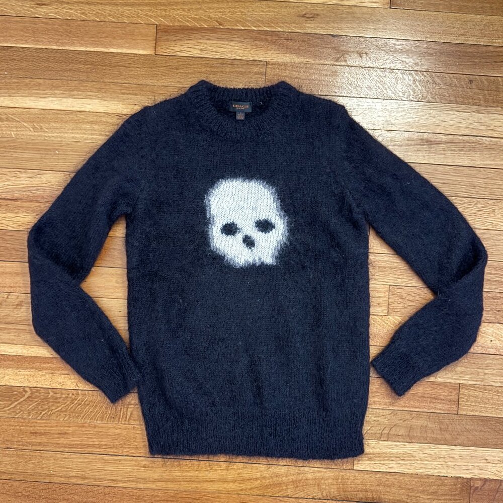 Coach Black Mohair Skull Intarsia Sweater - NWOT - Runway Collection